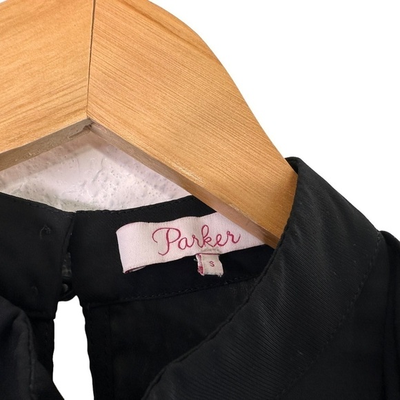 Parker Womens Ruffle Keyhole Neck Sleeveless Top Size Small Black Semi Sheer - Picture 9 of 9